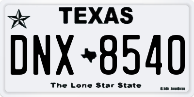 TX license plate DNX8540