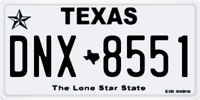 TX license plate DNX8551