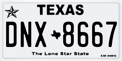 TX license plate DNX8667