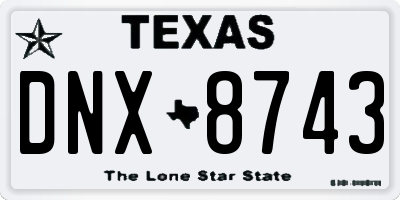 TX license plate DNX8743