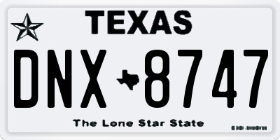 TX license plate DNX8747