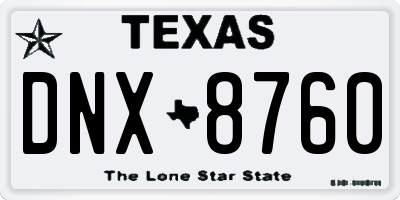 TX license plate DNX8760