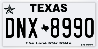 TX license plate DNX8990