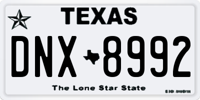 TX license plate DNX8992