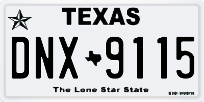 TX license plate DNX9115
