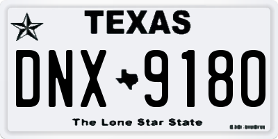 TX license plate DNX9180