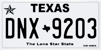 TX license plate DNX9203