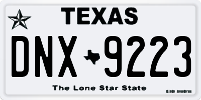 TX license plate DNX9223