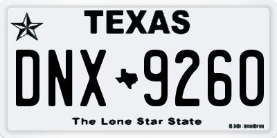 TX license plate DNX9260
