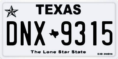 TX license plate DNX9315