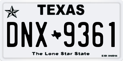 TX license plate DNX9361