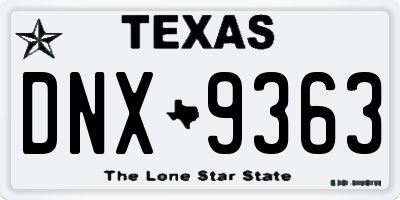 TX license plate DNX9363