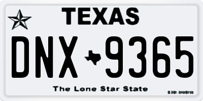 TX license plate DNX9365