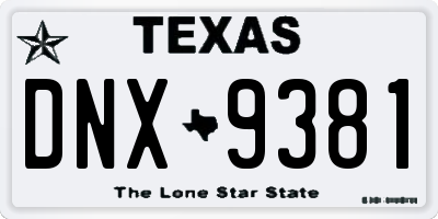 TX license plate DNX9381