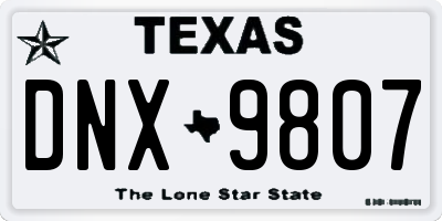 TX license plate DNX9807