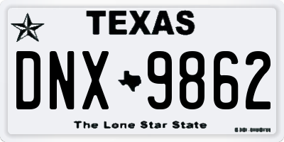 TX license plate DNX9862