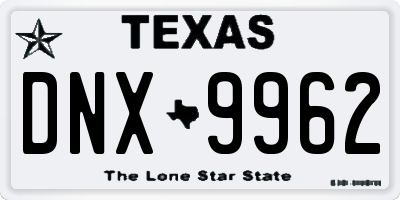 TX license plate DNX9962