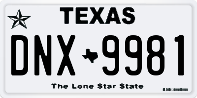 TX license plate DNX9981