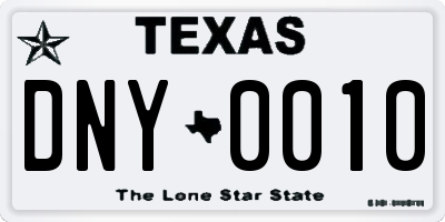 TX license plate DNY0010