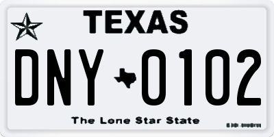 TX license plate DNY0102