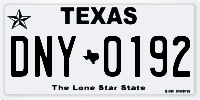TX license plate DNY0192