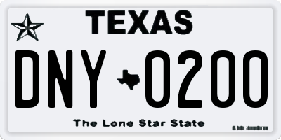 TX license plate DNY0200