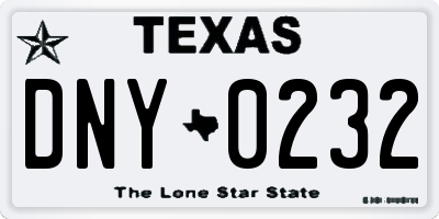 TX license plate DNY0232
