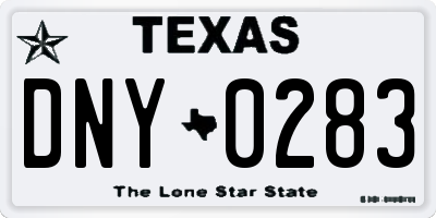 TX license plate DNY0283