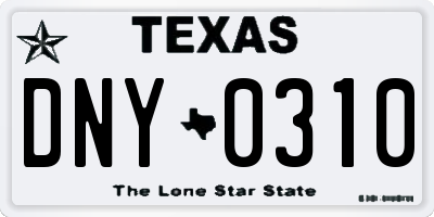 TX license plate DNY0310