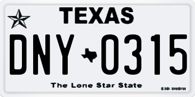 TX license plate DNY0315