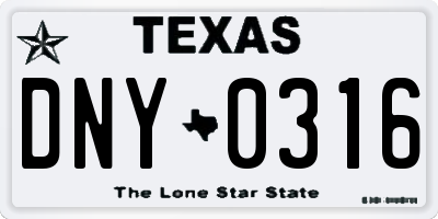 TX license plate DNY0316