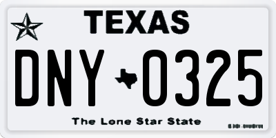 TX license plate DNY0325