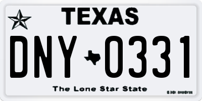 TX license plate DNY0331