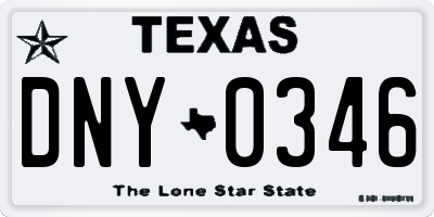 TX license plate DNY0346