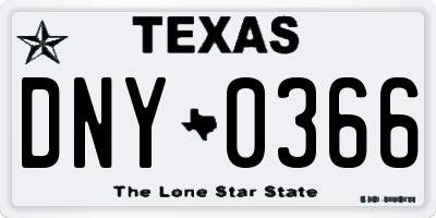 TX license plate DNY0366