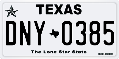 TX license plate DNY0385