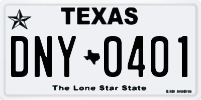 TX license plate DNY0401