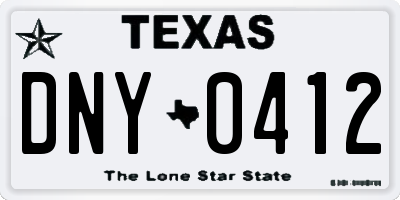 TX license plate DNY0412