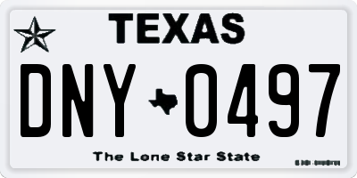 TX license plate DNY0497
