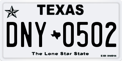 TX license plate DNY0502