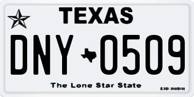 TX license plate DNY0509