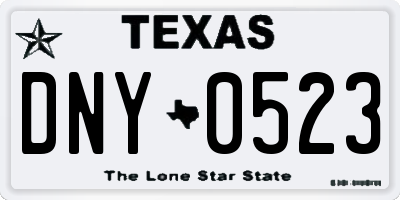 TX license plate DNY0523