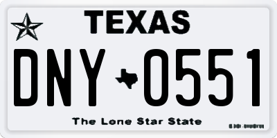TX license plate DNY0551