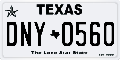 TX license plate DNY0560