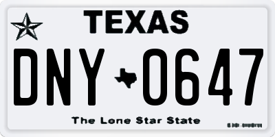 TX license plate DNY0647