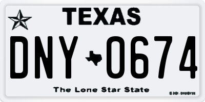 TX license plate DNY0674