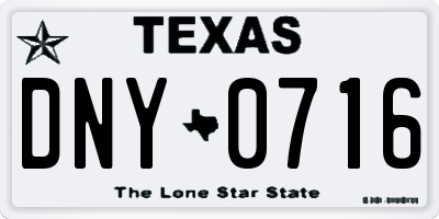 TX license plate DNY0716