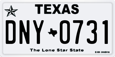 TX license plate DNY0731