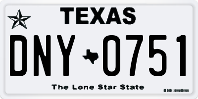 TX license plate DNY0751