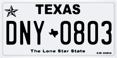 TX license plate DNY0803